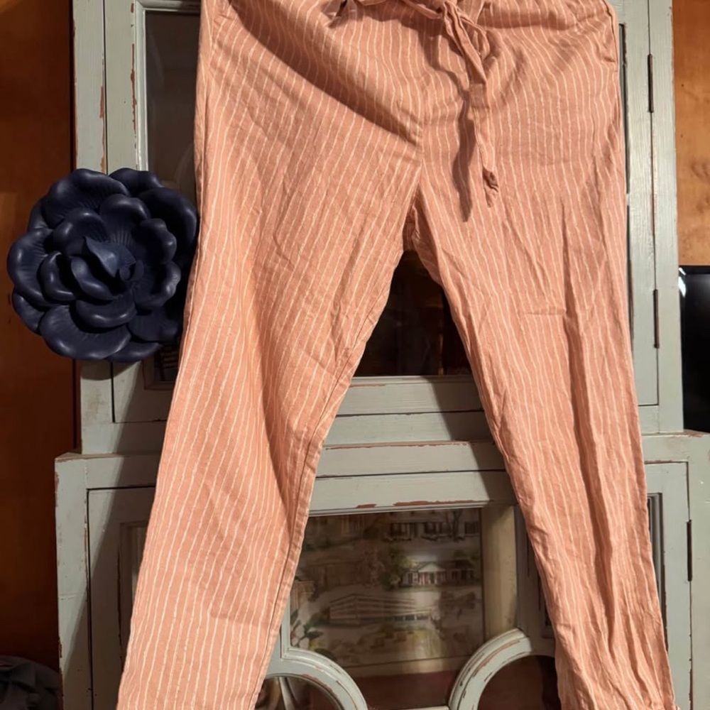 Ladies Size Small Pants Striped Pink Bottoms Elastic Waist Jenna Sky
